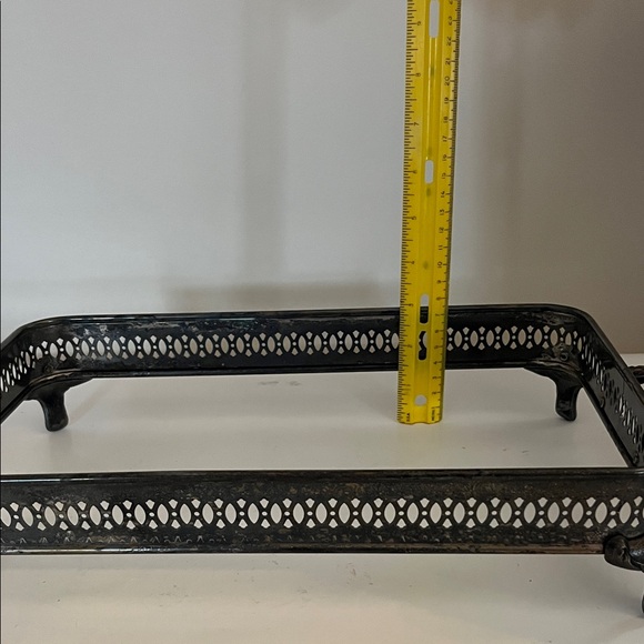 Vintage tarnished silverplate cookbook stand or Pyrex dish holder - Picture 2 of 5